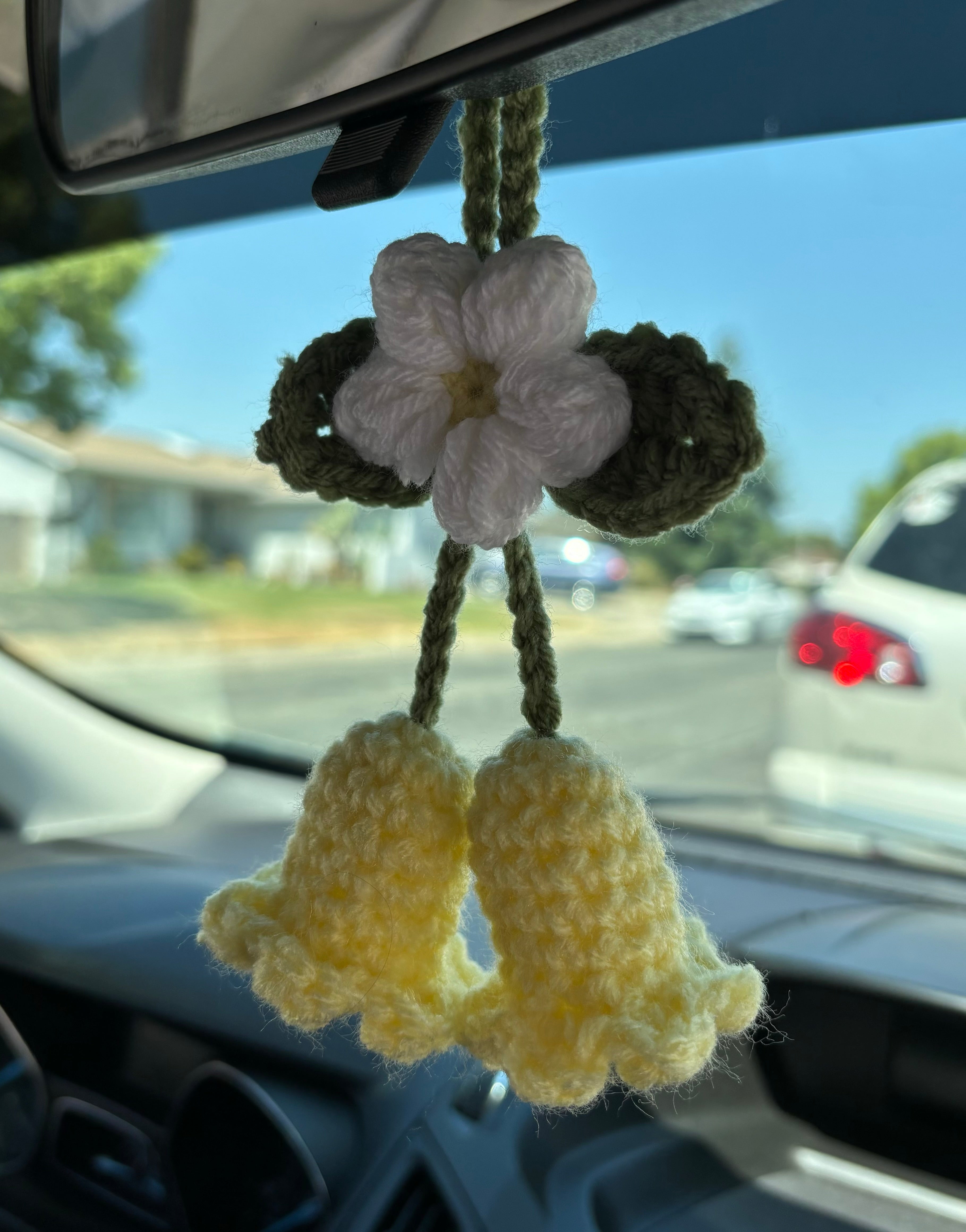 Yellow Flowers Crochet Car Charm