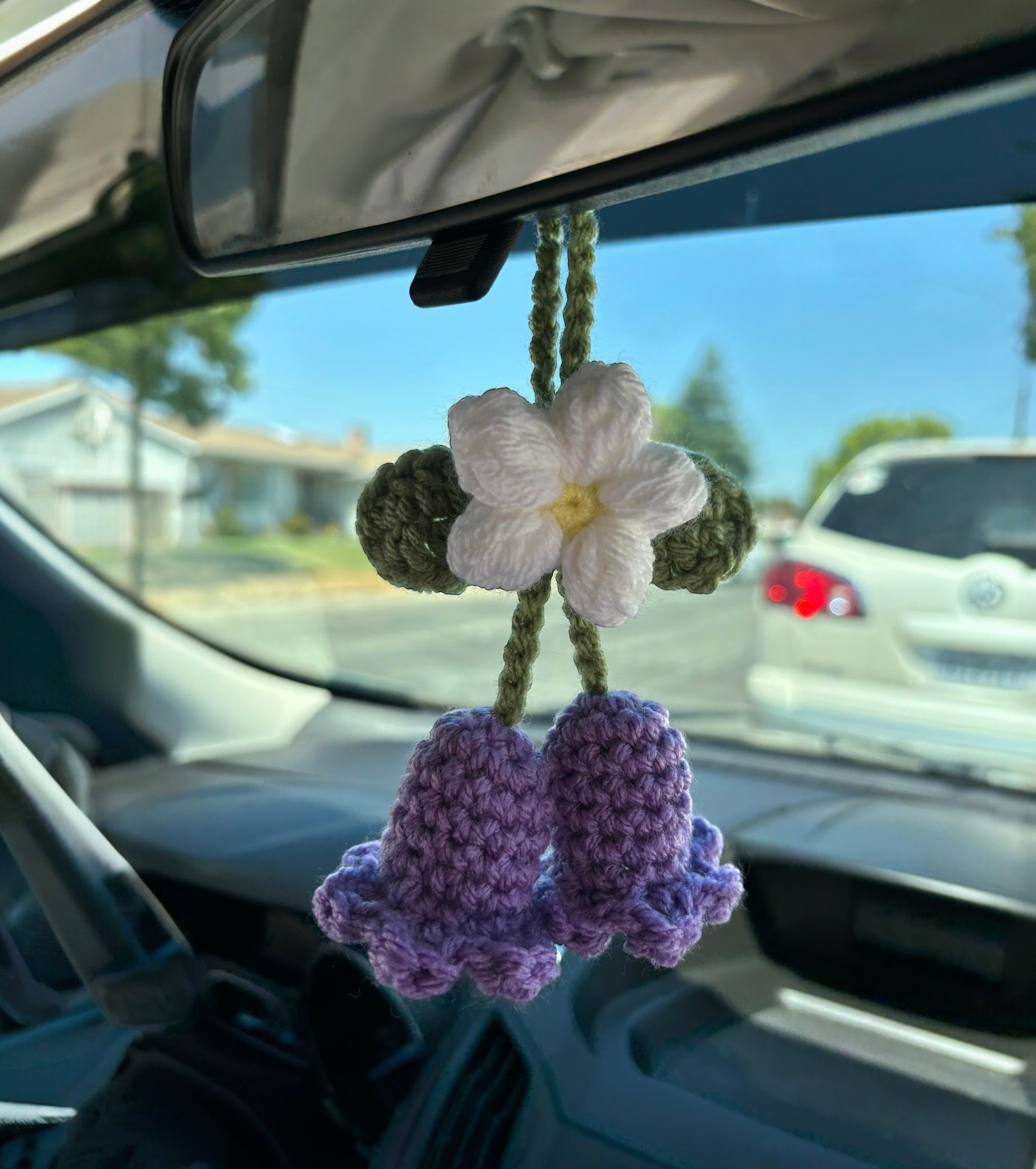 Purple Crochet Car Charm