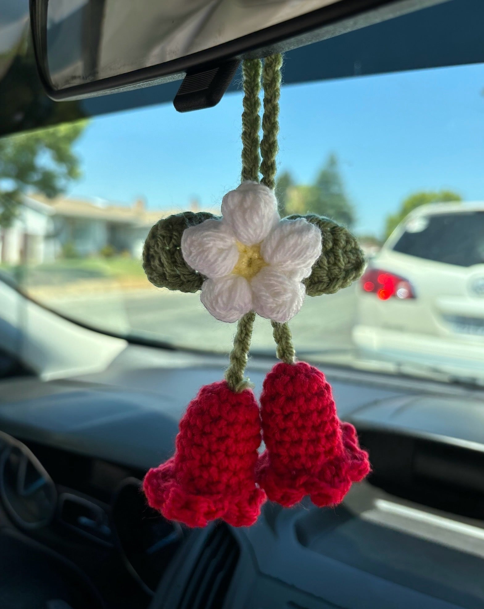 Red Floral Car Charm