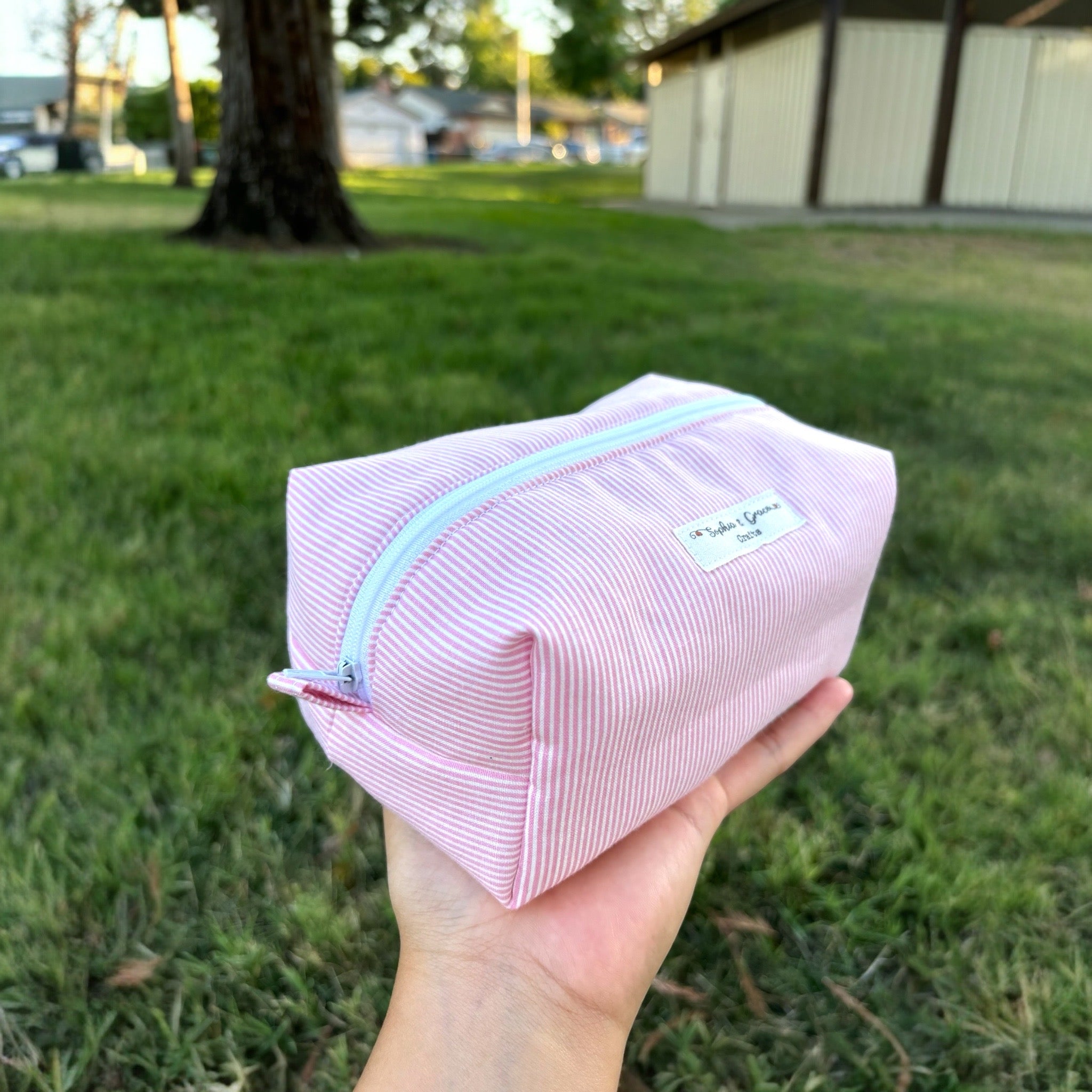 Pink & White Stripped Make-up Bag