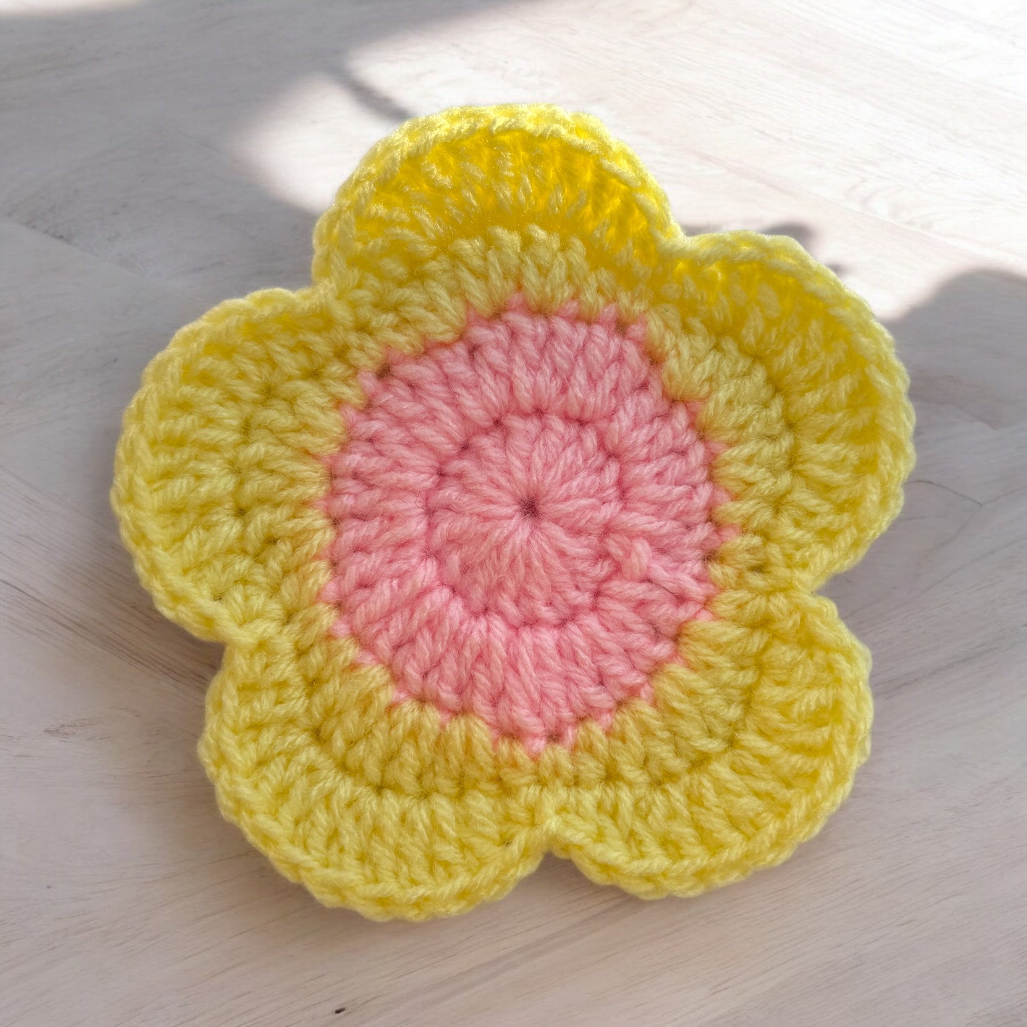 Yellow Flower Crochet Coaster