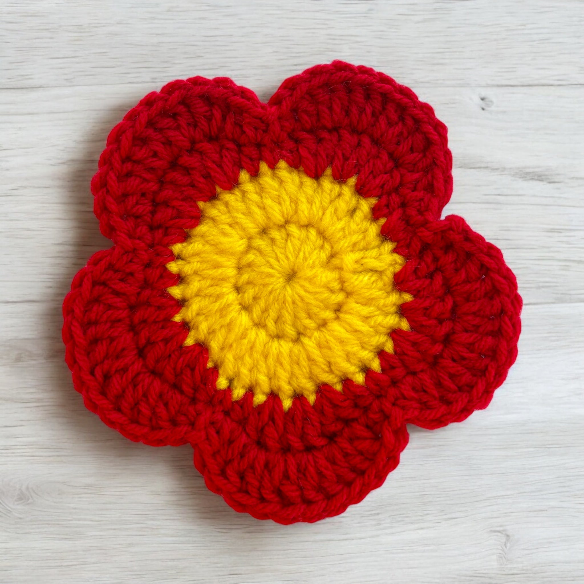 Red Flower Crochet Coaster