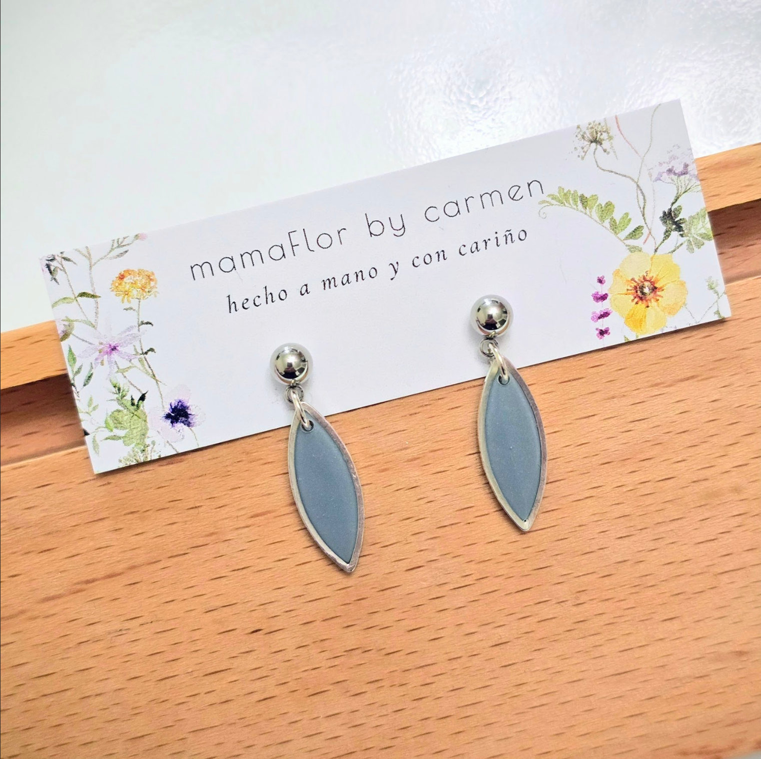 Dusty Blue Cat Eye Dangle Earrings