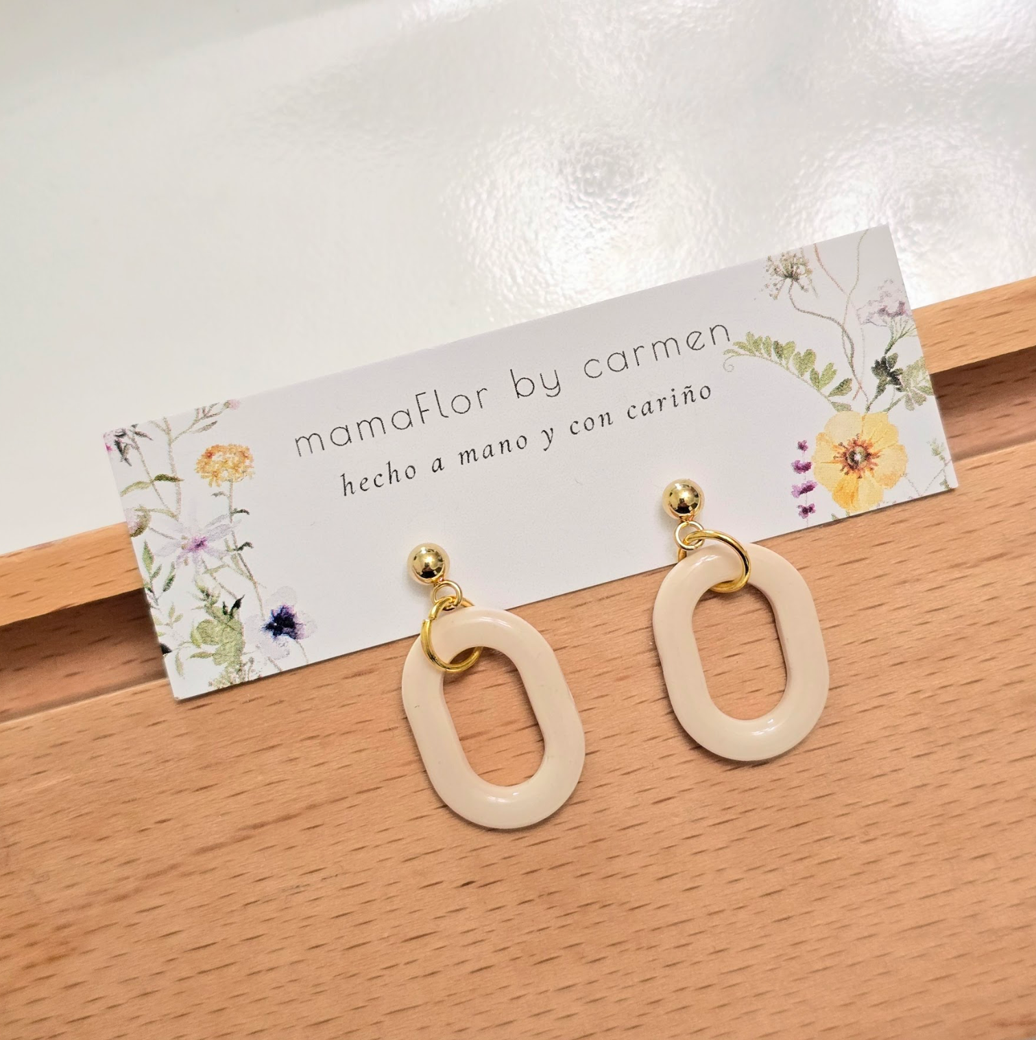 Dainty Beige Olivia Hoop Earring