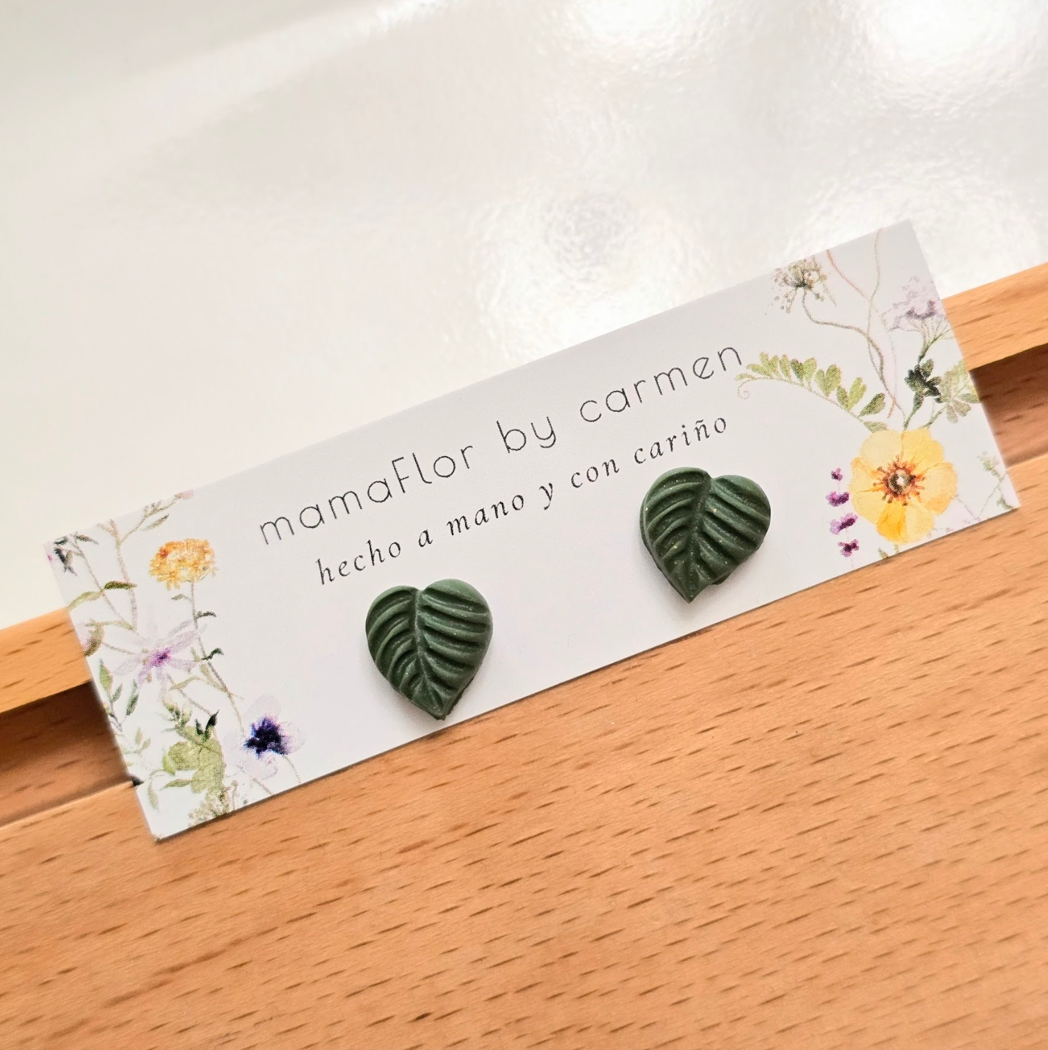 Itty Bitty Evergreen Leaf Stud